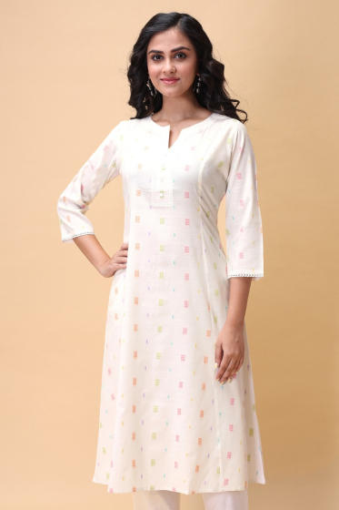 WHITE COTTON LONG KAMEEZ