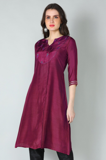 MAGENTA MUSLIN LONG KAMEEZ