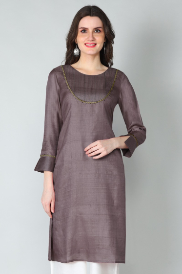 BROWN TUSSAR LONG KAMEEZ