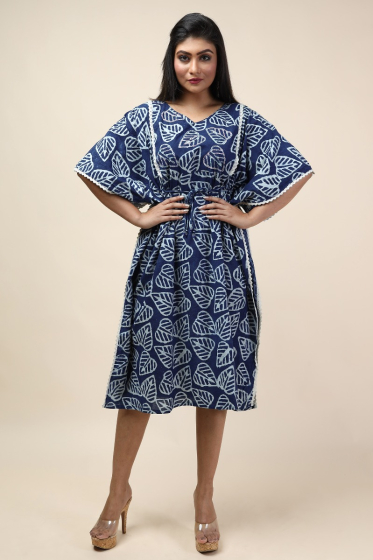 Blue Cotton Printed KAFTAN