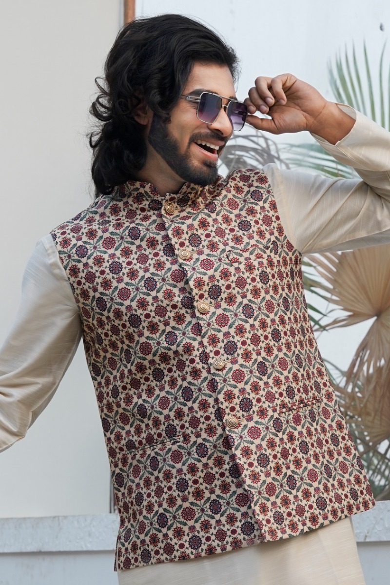 Multicolour Jacquard Woven Ethnic Jacket