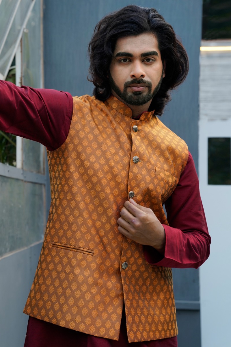 Mustard Digital Printed Ethnic Jacket