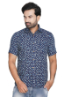 Indigo Cotton Printed Shirt