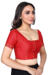 RED COTTON TUSSAR EMBROIDERED BLOUSE