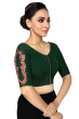 GREEN COTTON TUSSAR EMBROIDERED BLOUSE