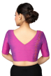 MAGENTA COTTON SLUB EMBROIDERED BLOUSE