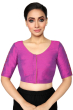 MAGENTA COTTON SLUB EMBROIDERED BLOUSE