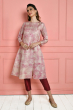 PINK PRINTED TUSSAR EXCLUSIVE LONG KAMEEZ