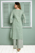 GREEN COTTON PRINTED KAMEEZ SET