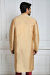 BEIGE COTTON TUSSAR APLIC LONG KURTA