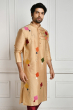 BEIGE COTTON TUSSAR APLIC LONG KURTA