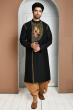 BLACK COTTON SLUB EMBROIDERED EXCLUSIVE LONG KURTA