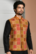 YELLOW OCHRE COTTON SLUB HAND EMBROIDERED EXCLUSIVE ETHNIC JACKET