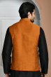 YELLOW OCHRE COTTON SLUB HAND EMBROIDERED EXCLUSIVE ETHNIC JACKET