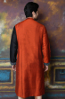 RUST & BLACK COTTON SLUB EMBROIDERED EXCLUSIVE LONG KURTA