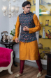 NAVY BLUE MASHRU SILK EMBROIDERED EXCLUSIVE ETHNIC JACKET