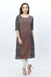  Black Cotton Ajrak Print Long Kameez