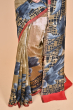 BEIGE MUNGA TUSSAR PRINTED SAREE