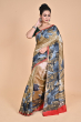 BEIGE MUNGA TUSSAR PRINTED SAREE