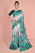 SEAGREEN MUNGA TUSSAR PRINTED SAREE