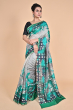 SEAGREEN MUNGA TUSSAR PRINTED SAREE