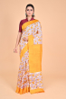 YELLOW PRINTED PURE SILK SAREE