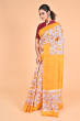 YELLOW PRINTED PURE SILK SAREE