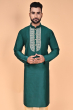 TEAL COTTON TUSSAR EXCLUSIVE EMBROIDERED LONG KURTA