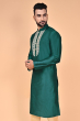 TEAL COTTON TUSSAR EXCLUSIVE EMBROIDERED LONG KURTA