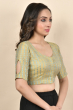 YELLOW JAQUARD WOVEN BLOUSE