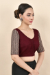 MAROON COTTON PRINTED BLOUSE