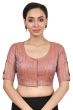 RUST JAQUARD WOVEN BLOUSE