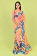 MULTI COLOURED DIGITAL PRINTED CHIFFON SAREE