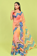 MULTI COLOURED DIGITAL PRINTED CHIFFON SAREE