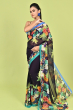 DARK BLUE DIGITAL PRINTED CHIFFON SAREE