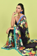 DARK BLUE DIGITAL PRINTED CHIFFON SAREE