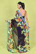 DARK BLUE DIGITAL PRINTED CHIFFON SAREE