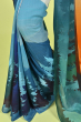 BLUE DIGITAL PRINTED CHIFFON SAREE