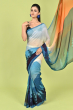 BLUE DIGITAL PRINTED CHIFFON SAREE