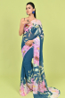 BLUE DIGITAL PRINTED CHIFFON SAREE