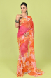 ORANGE DIGITAL PRINTED CHIFFON SAREE