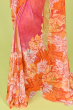 ORANGE DIGITAL PRINTED CHIFFON SAREE