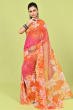 ORANGE DIGITAL PRINTED CHIFFON SAREE