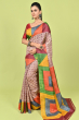 MULTI COLOURED TUSSAR PRINTED SAREE