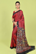 MAROON PAINTED TUSSAR SAREE