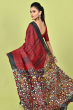 MAROON PAINTED TUSSAR SAREE