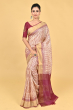 BEIGE TUSSAR PRINTED SAREE