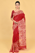 RED PRINTED PURE SILK SAREE