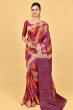 MAROON PRINTED PURE SILK SAREE