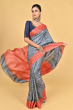 GREY TUSSAR PRINTED SAREE